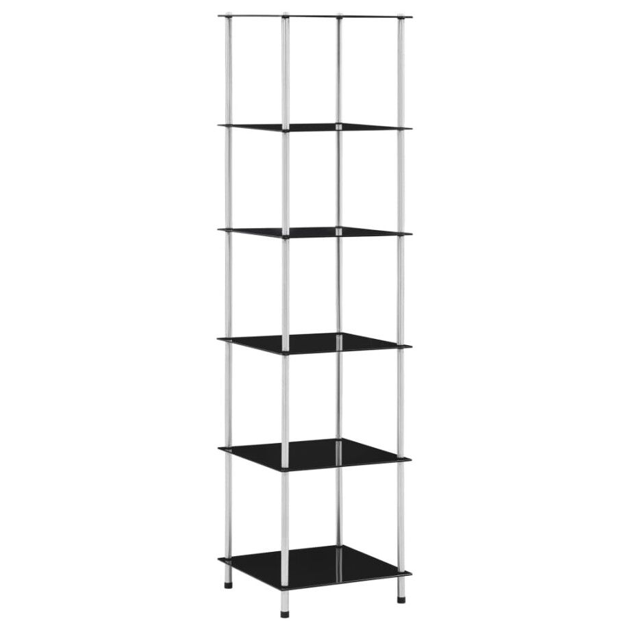 vidaXL Kastje 6-laags 40x40x160 cm gehard glas zwart afbeelding 1