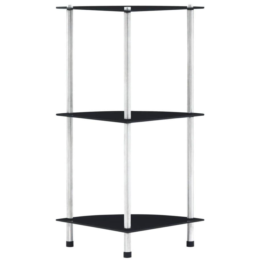 vidaXL Kastje 3-laags 30x30x67 cm gehard glas zwart afbeelding 1