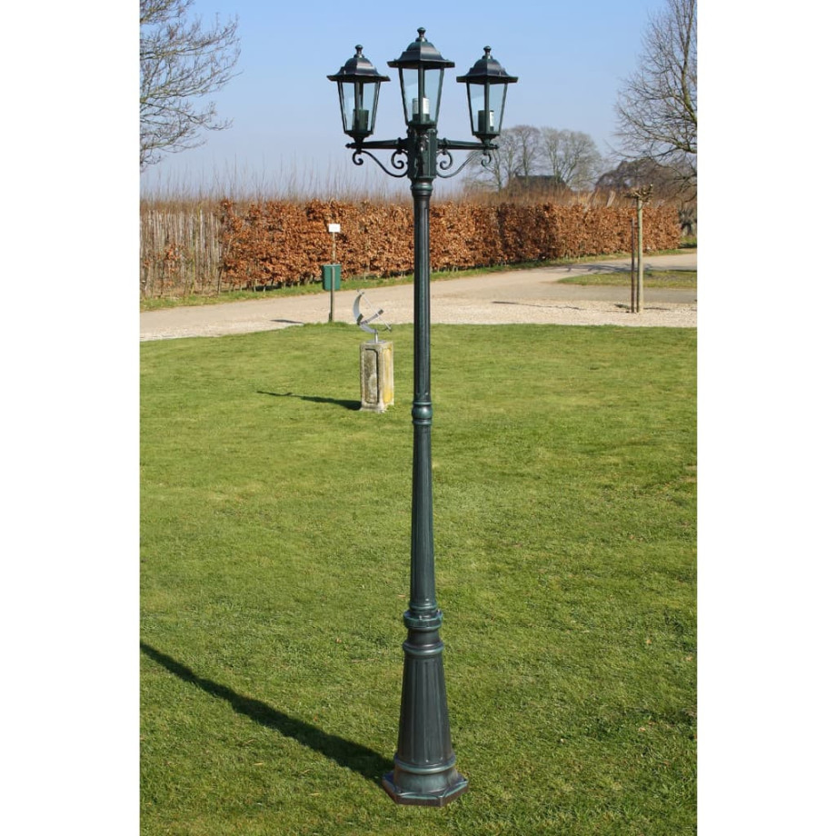 vidaXL Tuinlantaarn met 3 armen 215 cm aluminium donkergroen/zwart afbeelding 1