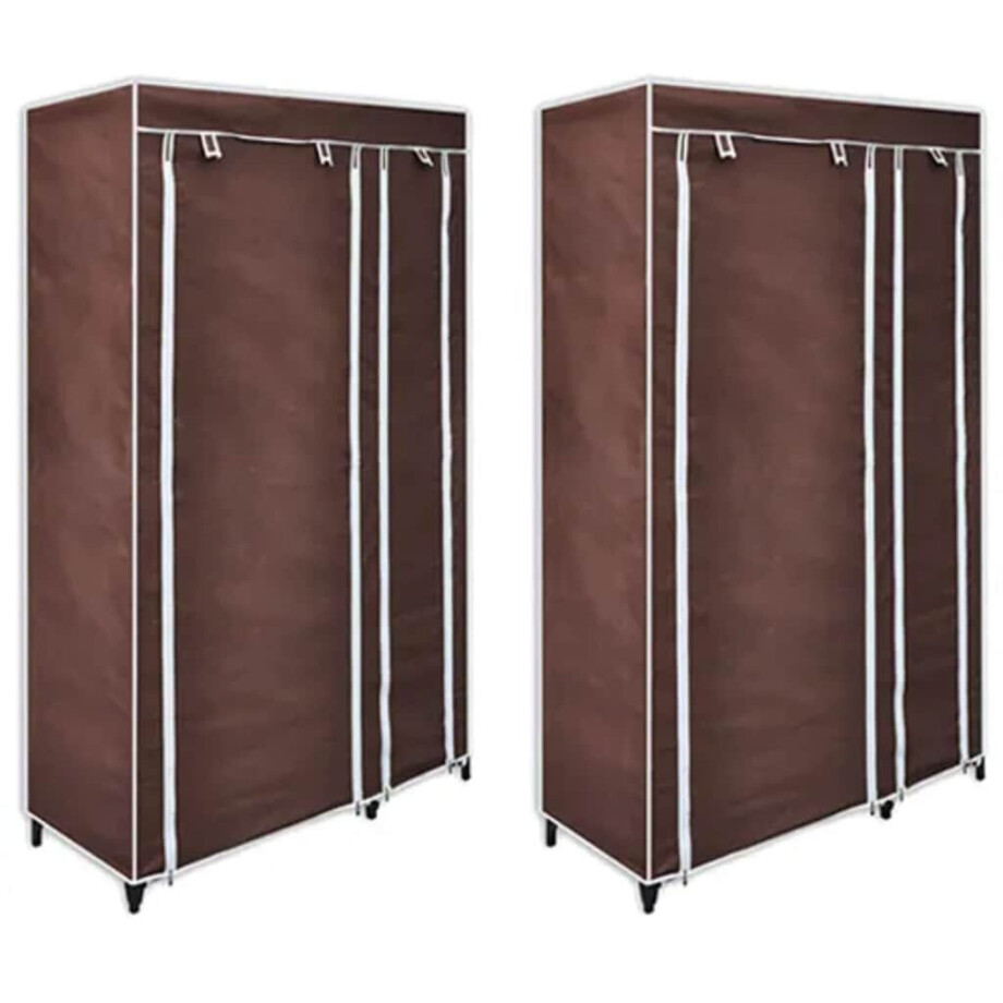 vidaXL Kledingkasten stof bruin 2 st afbeelding 1