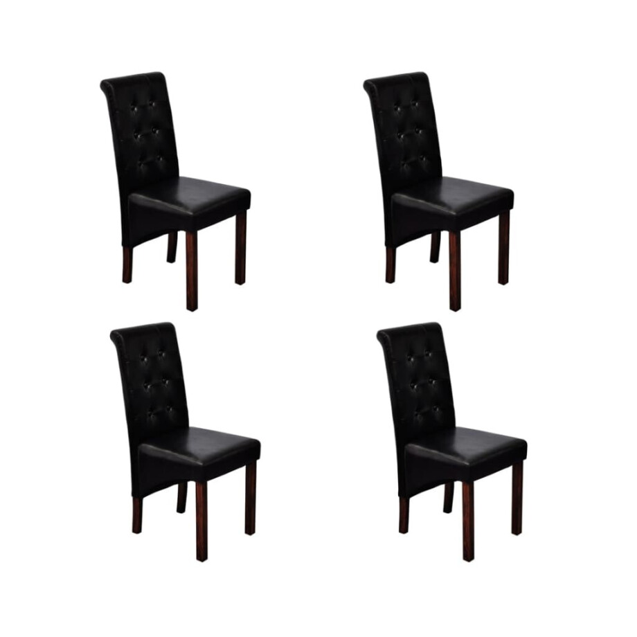 vidaXL Eetkamerstoelen 4 st kunstleer zwart afbeelding 1