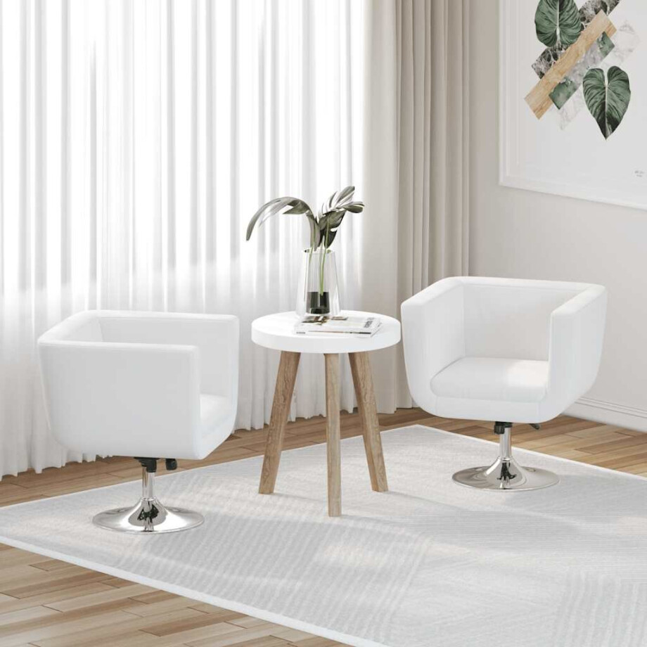 vidaXL Barstoelen 2 st kunstleer wit vidaXL Barstoelen 2 st kunstleer wit afbeelding 1
