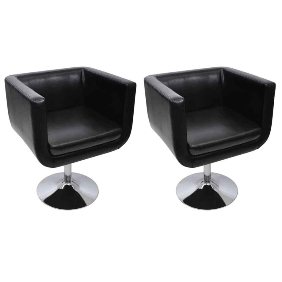 vidaXL Barstoelen 2 st kunstleer zwart vidaXL Barstoelen 2 st kunstleer zwart afbeelding 1
