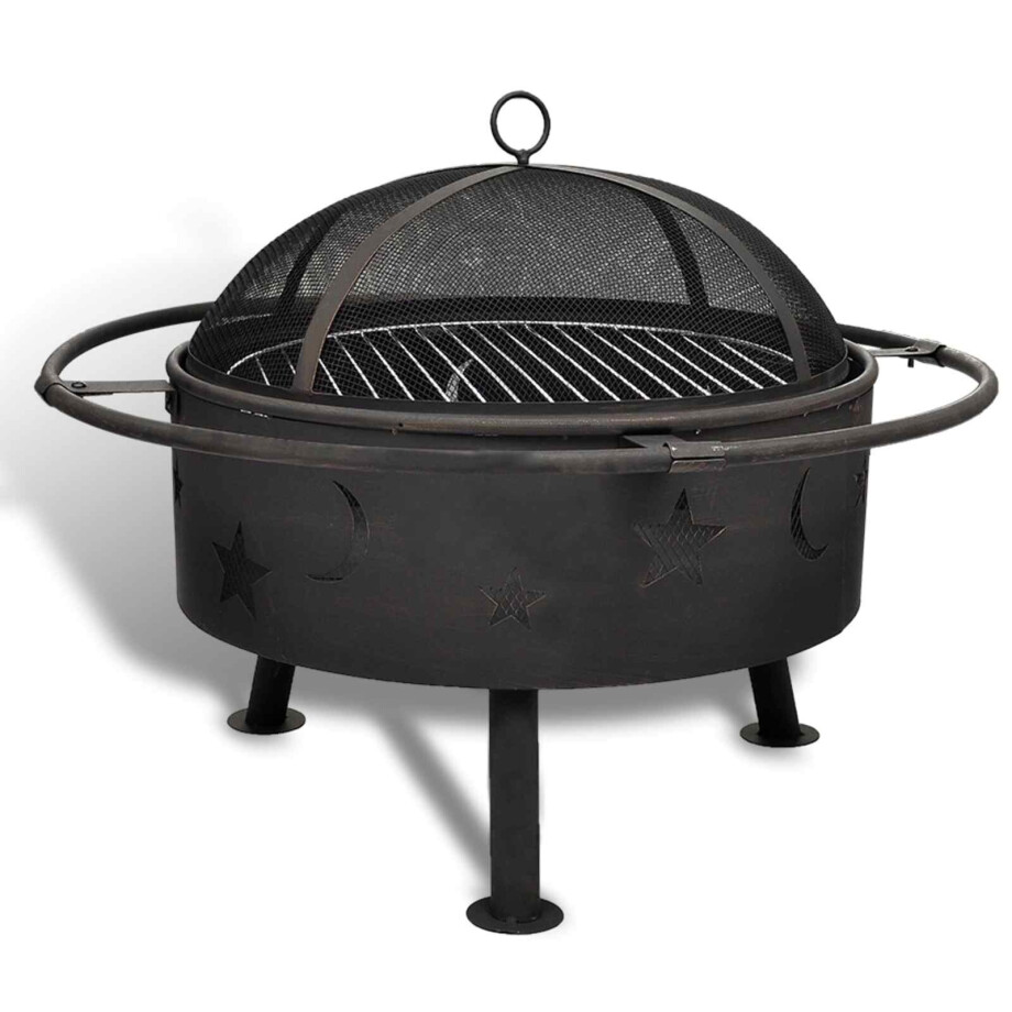 vidaXL Vuur Schaal Maan Zwart 82 x 82 x 64 cm Staal afbeelding 1