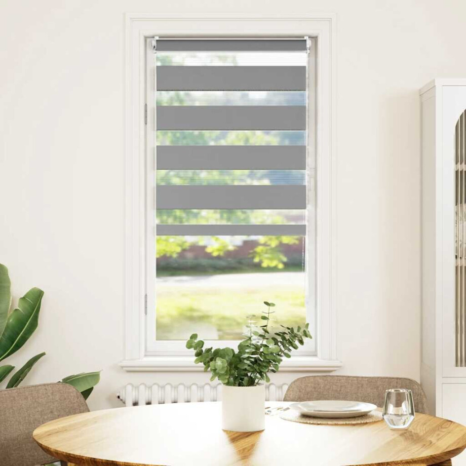 vidaXL Zebra rolgordijn 60,9 x 120 cm stofbreedte 56,7 cm grijs afbeelding 1