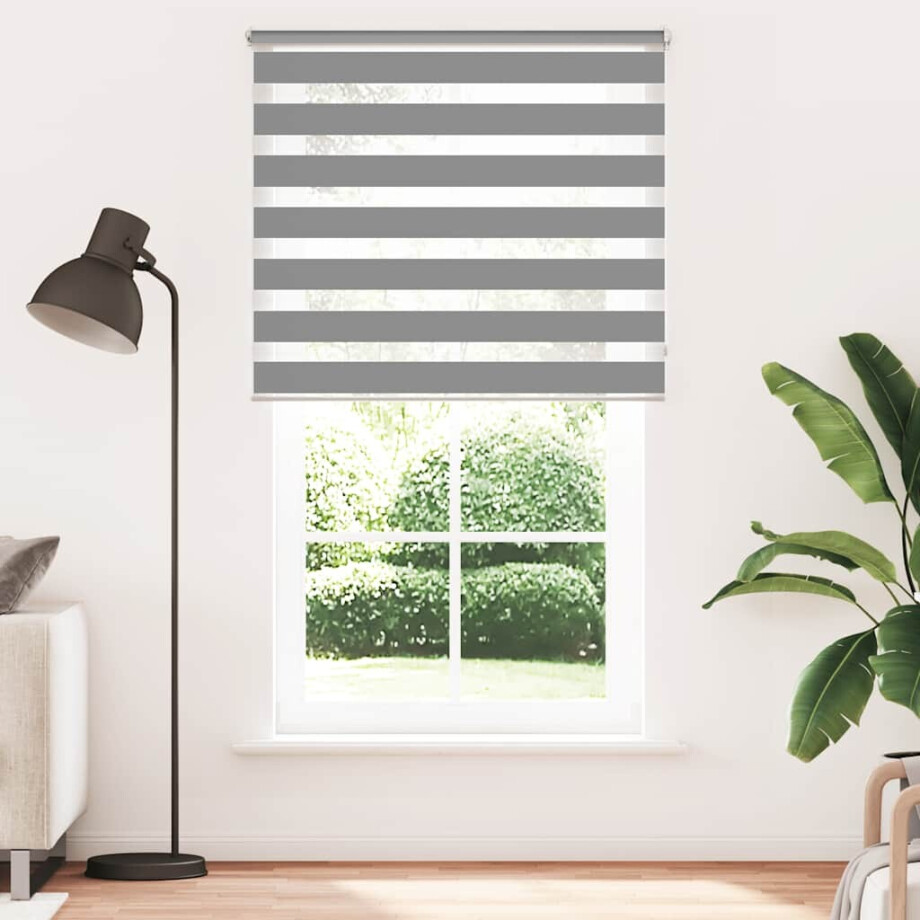 vidaXL Zebra rolgordijn 120,9 x 230 cm stofbreedte 116,7 cm grijs afbeelding 1