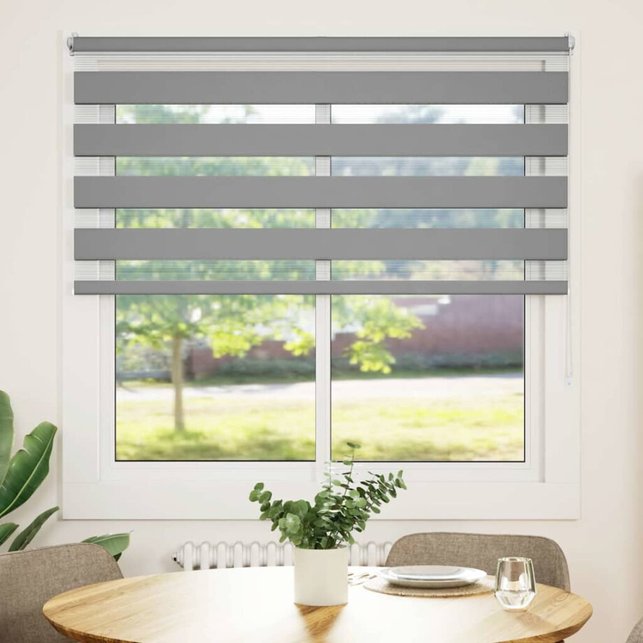 vidaXL Zebra rolgordijn 140,9 x 175 cm stofbreedte 136,7 cm grijs afbeelding 1