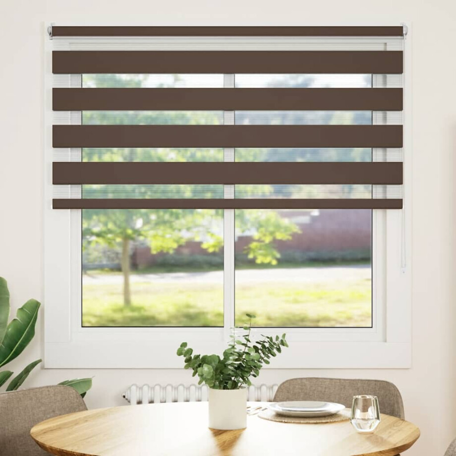 vidaXL Zebra rolgordijn 140,9 x 175 cm stofbreedte 136,7 cm koffiebruin afbeelding 1