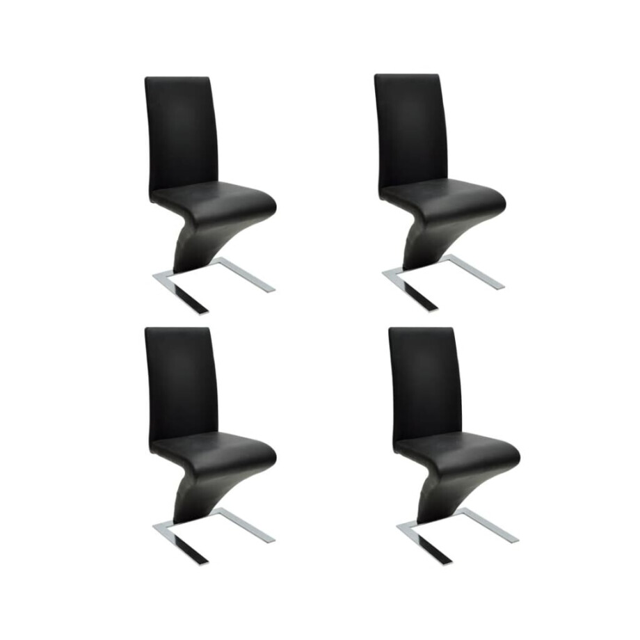 vidaXL Eetkamerstoelen 4 st kunstleer zwart afbeelding 1