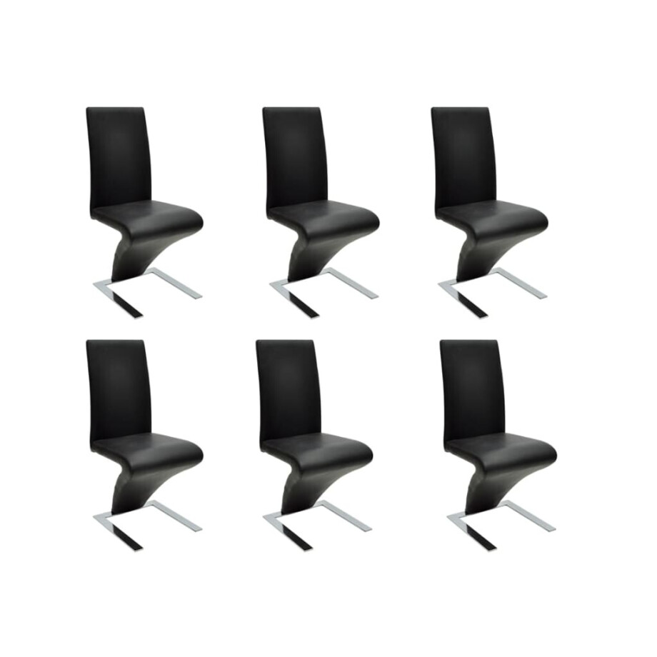 vidaXL Eetkamerstoelen 6 st kunstleer zwart afbeelding 1