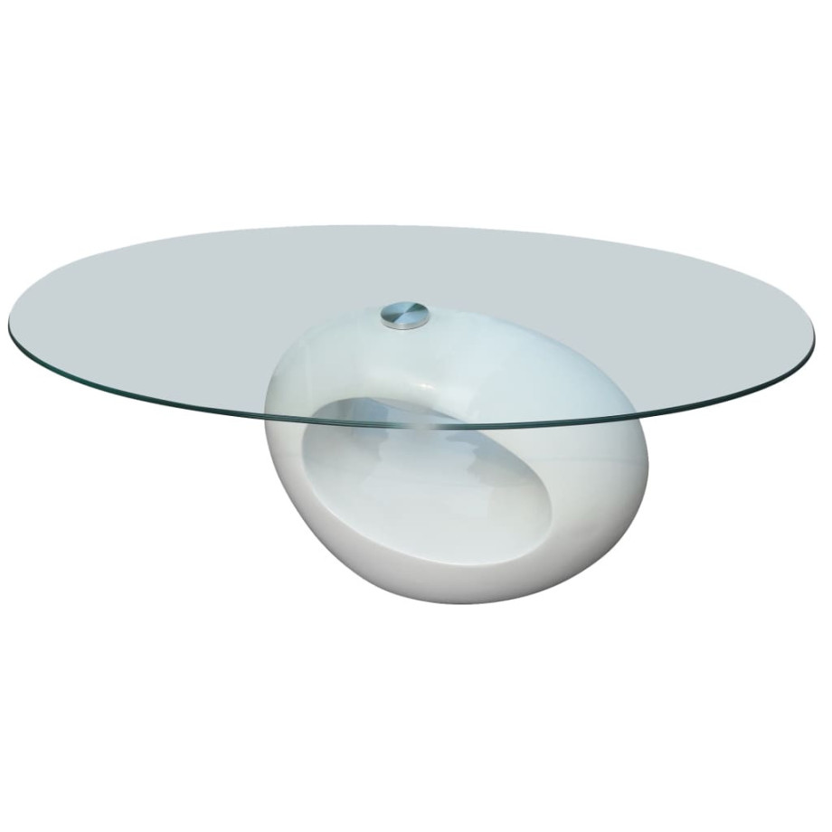vidaXL Salontafel met ovaal glazen tafelblad hoogglans wit afbeelding 1