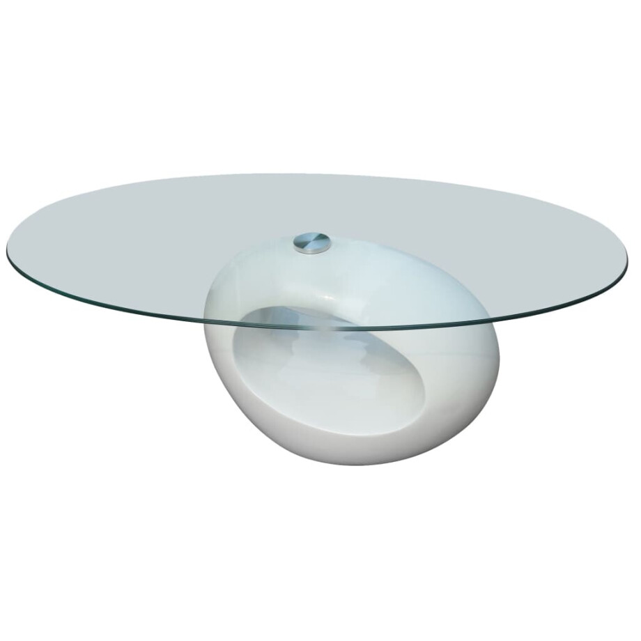 vidaXL Salontafel met ovaal glazen tafelblad hoogglans wit vidaXL Salontafel met ovaal glazen tafelblad hoogglans wit afbeelding 1