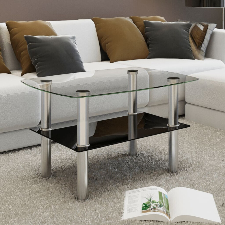 vidaXL Salontafel met 2 lagen glas vidaXL Salontafel met 2 lagen glas afbeelding 1