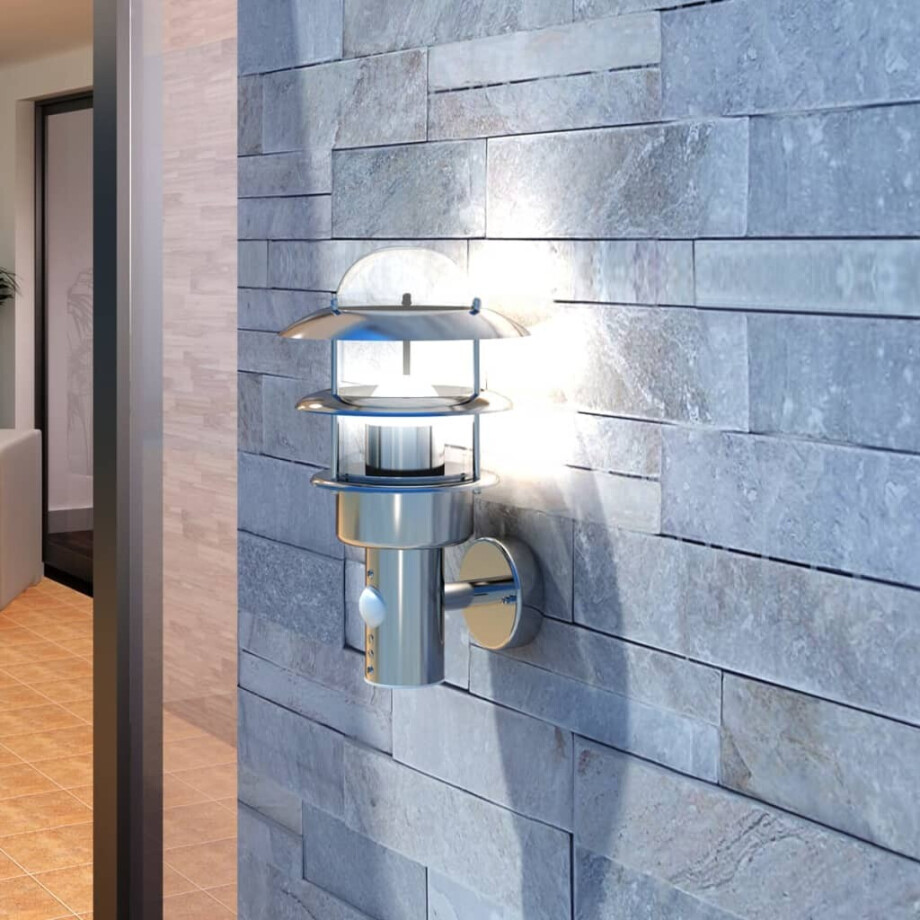 vidaXL Buitenmuurlamp met bewegingssensor RVS vidaXL Buitenmuurlamp met bewegingssensor RVS afbeelding 1