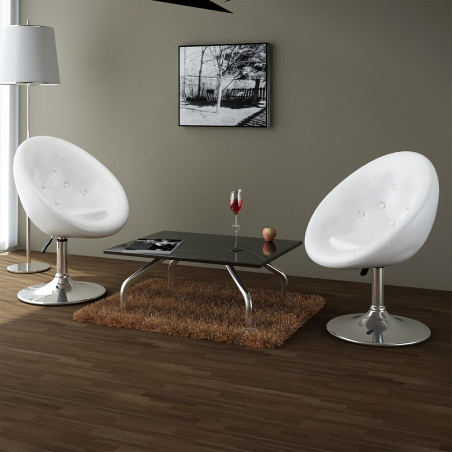vidaXL Barstoelen 2 st kunstleer wit vidaXL Barstoelen 2 st kunstleer wit afbeelding 1