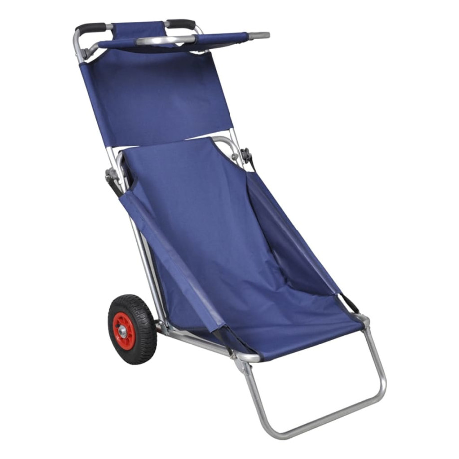 vidaXL Strandtrolley met wielen draagbaar en inklapbaar blauw afbeelding 1