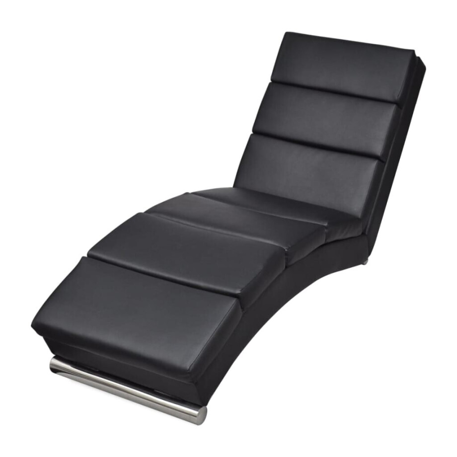 vidaXL Chaise longue kunstleer zwart afbeelding 1