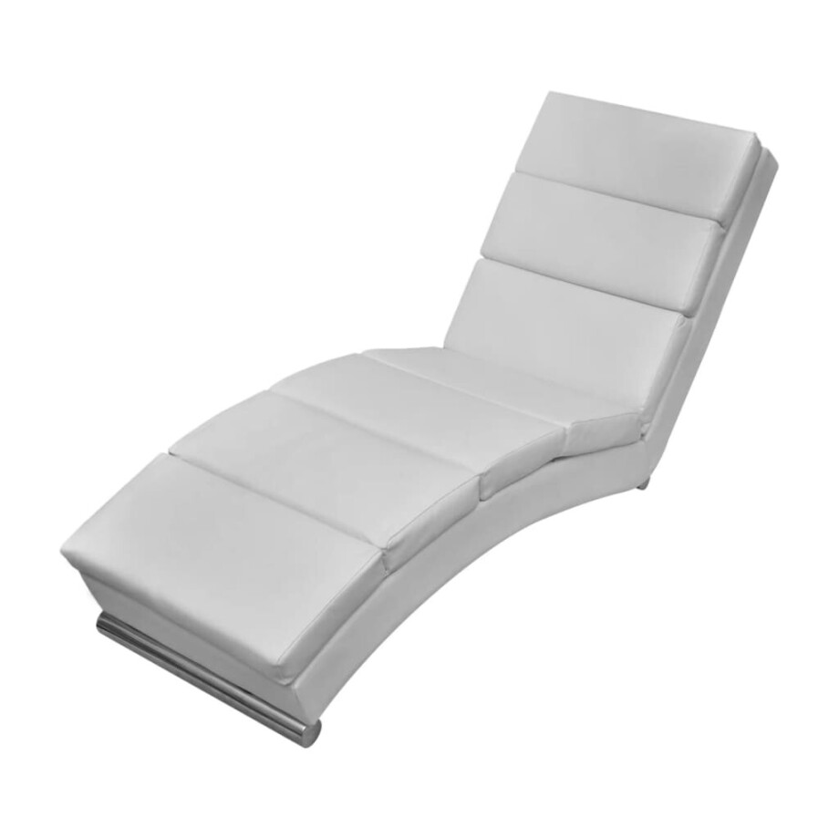vidaXL Chaise longue kunstleer wit afbeelding 1