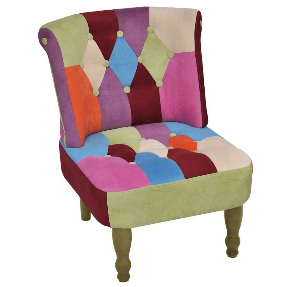 vidaXL Franse stoel met patchwork ontwerp stof afbeelding 1