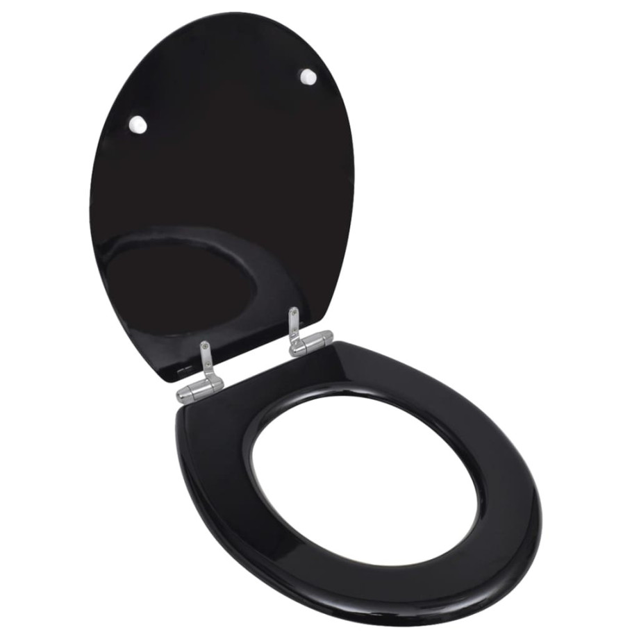 vidaXL Toiletbril soft-close simpel ontwerp MDF zwart afbeelding 1