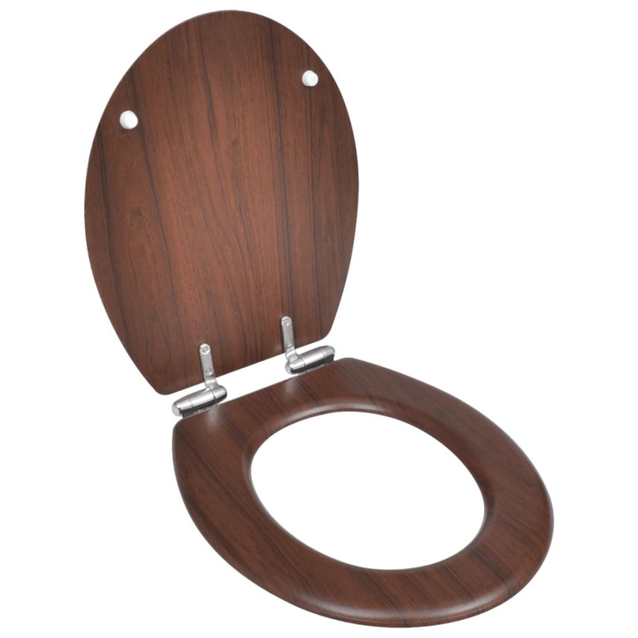vidaXL Toiletbril soft-close simpel ontwerp MDF bruin afbeelding 1
