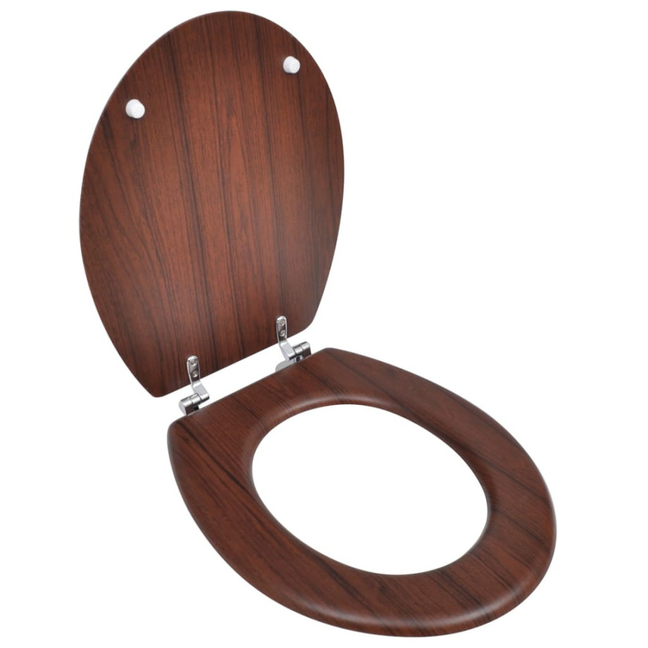 vidaXL Toiletbril simpel ontwerp MDF bruin afbeelding 1