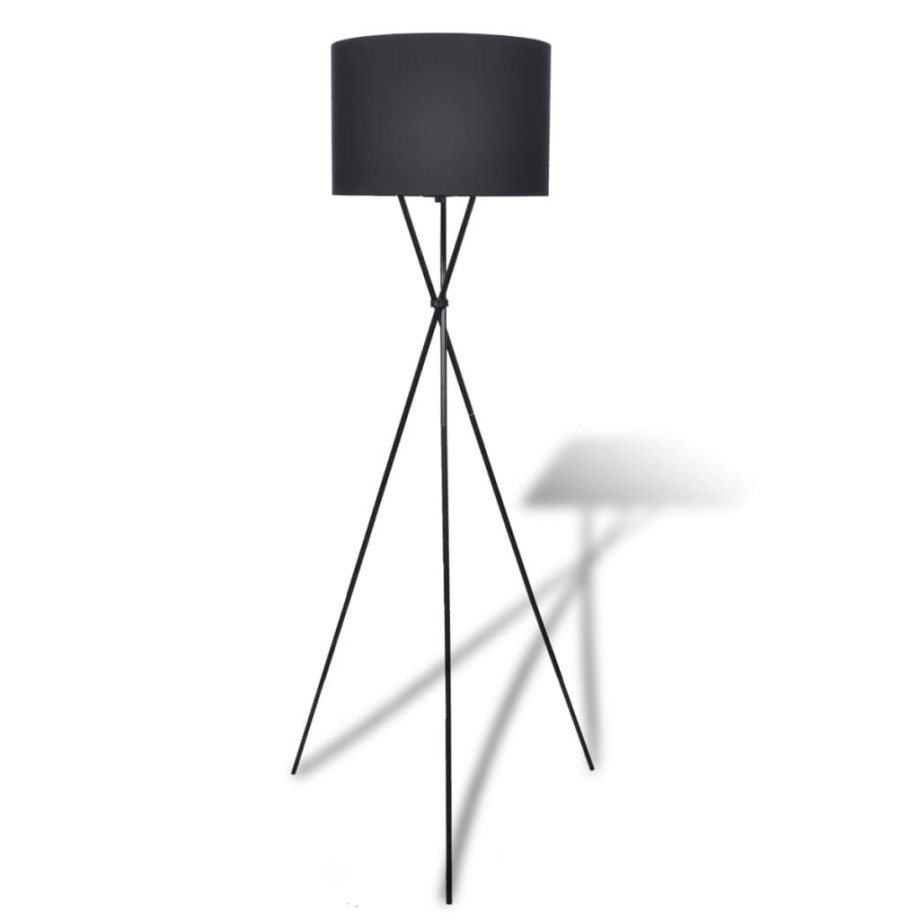 vidaXL Lampenkap voor vloerlamp met hoge standaard zwart afbeelding 1