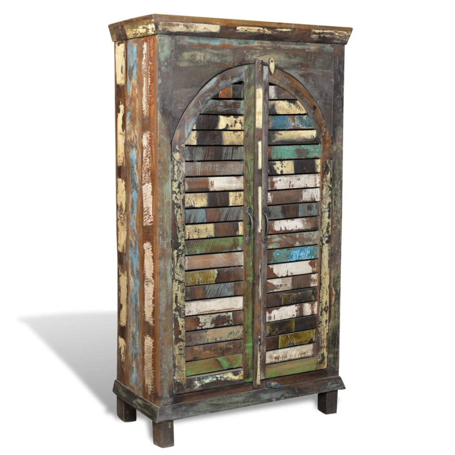 vidaXL Boekenkast met 3 schappen 2 deuren gerecycled hout meerkleurig afbeelding 1