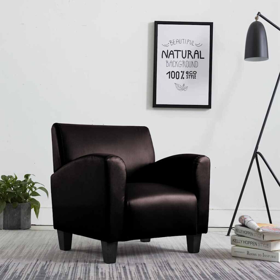 vidaXL Fauteuil kunstleer donkerbruin afbeelding 1