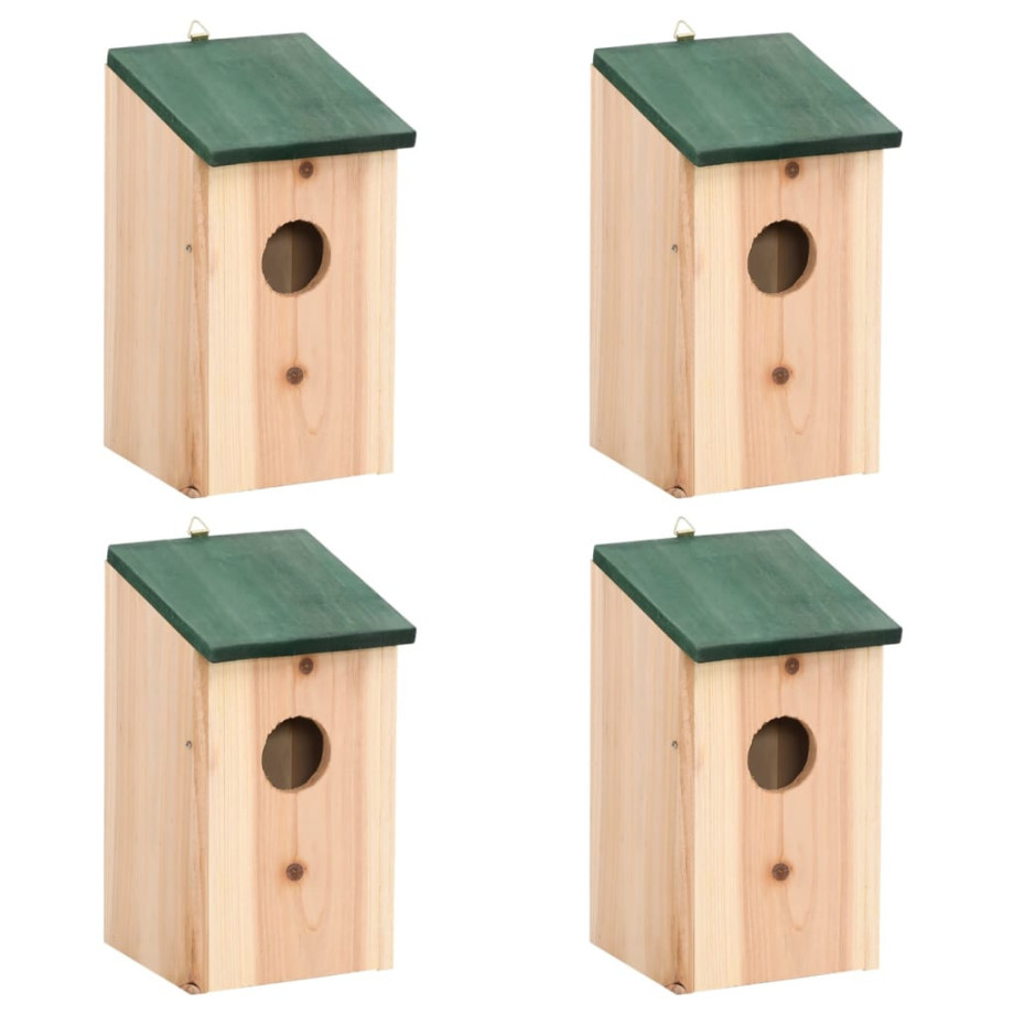 vidaXL Vogelhuisjes 4 st 12x12x22 cm hout afbeelding 1