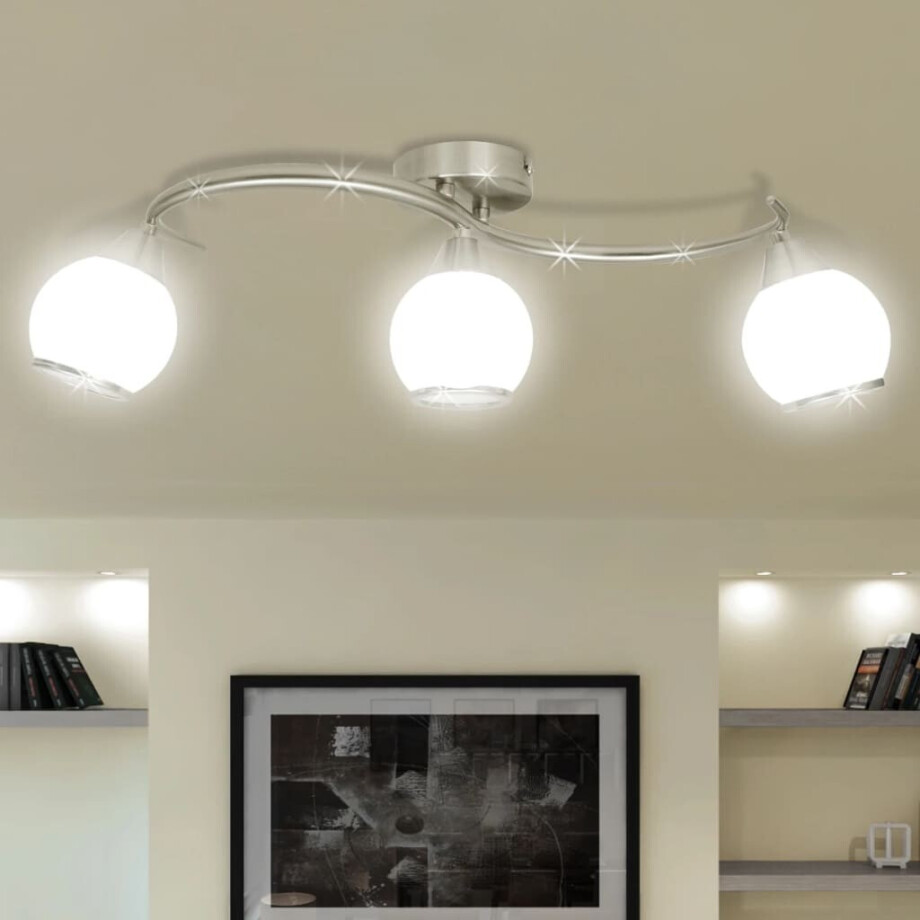 vidaXL Plafondlamp glazen kappen + golvende rail voor 3 x E14 peertjes afbeelding 1
