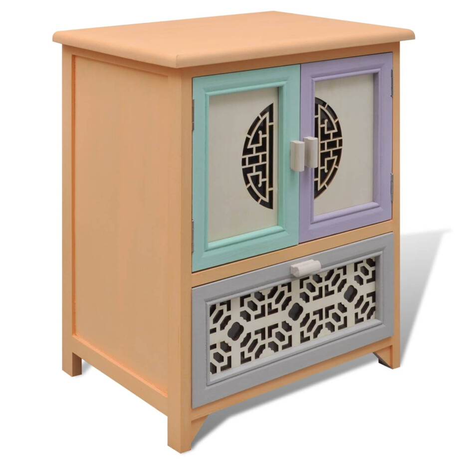 vidaXL Bijzetkast Multikleur 46 x 34 x 55.5 cm Paulowniahout afbeelding 1