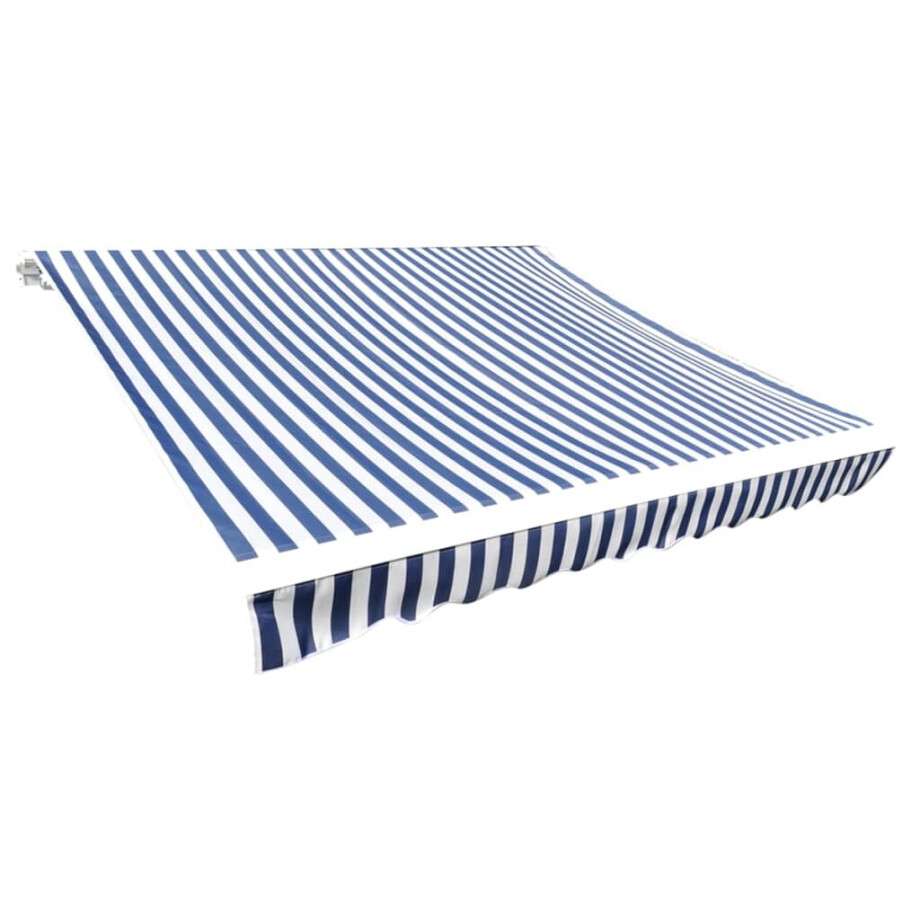 vidaXL Luifeldoek 6x3 m canvas blauw en wit afbeelding 1