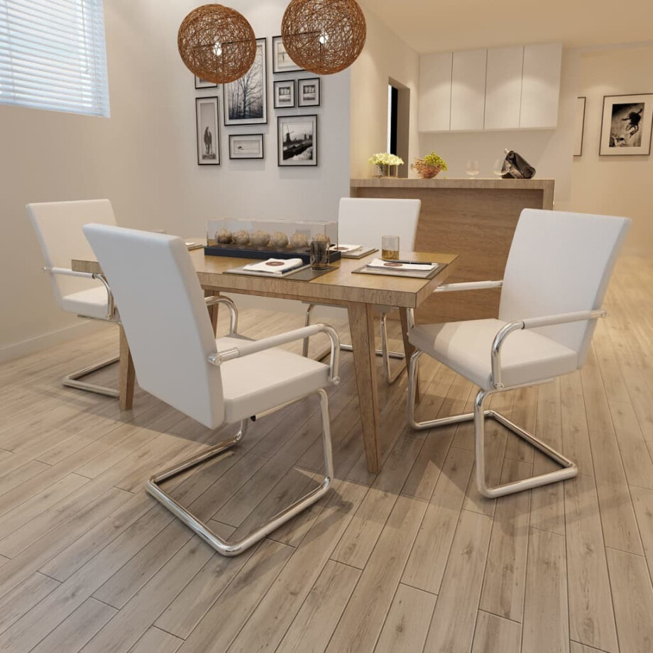 vidaXL Eetkamerstoelen 4 st kunstleer wit afbeelding 1