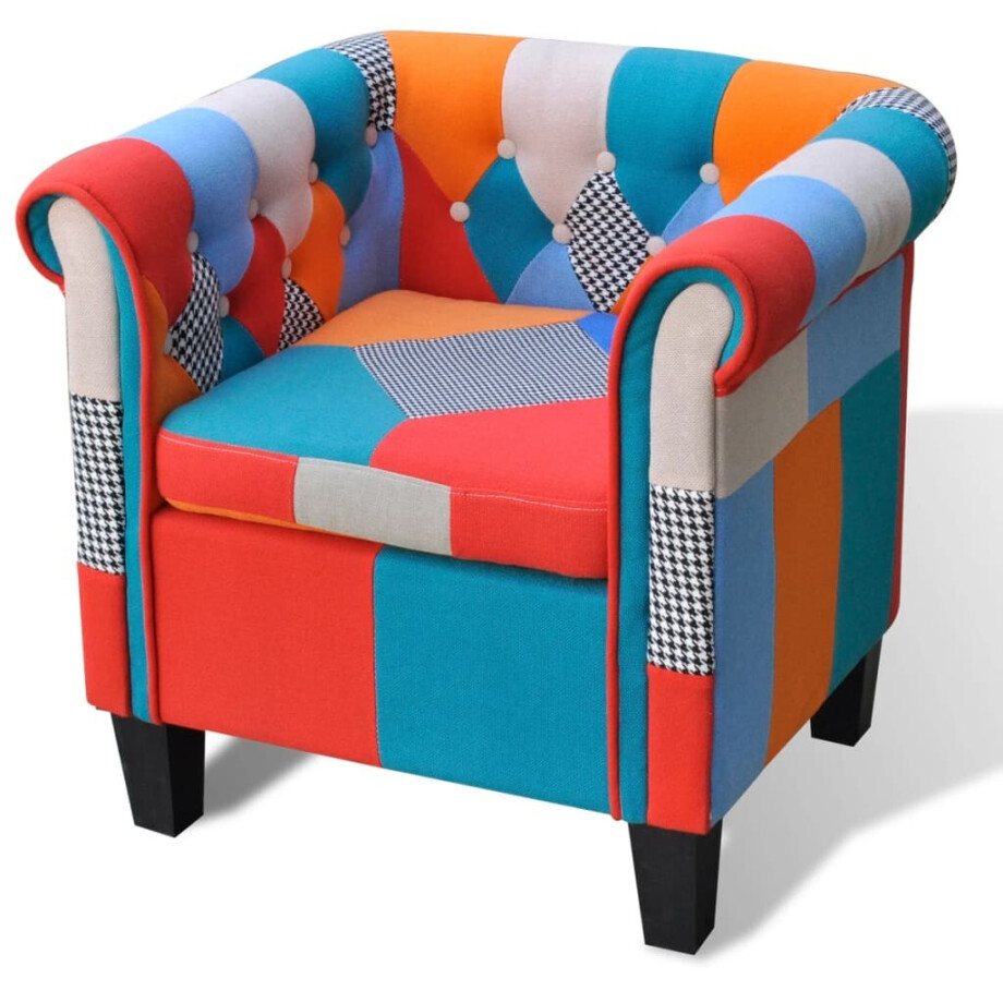 vidaXL Fauteuil met patchwork stof meerkleurig afbeelding 1