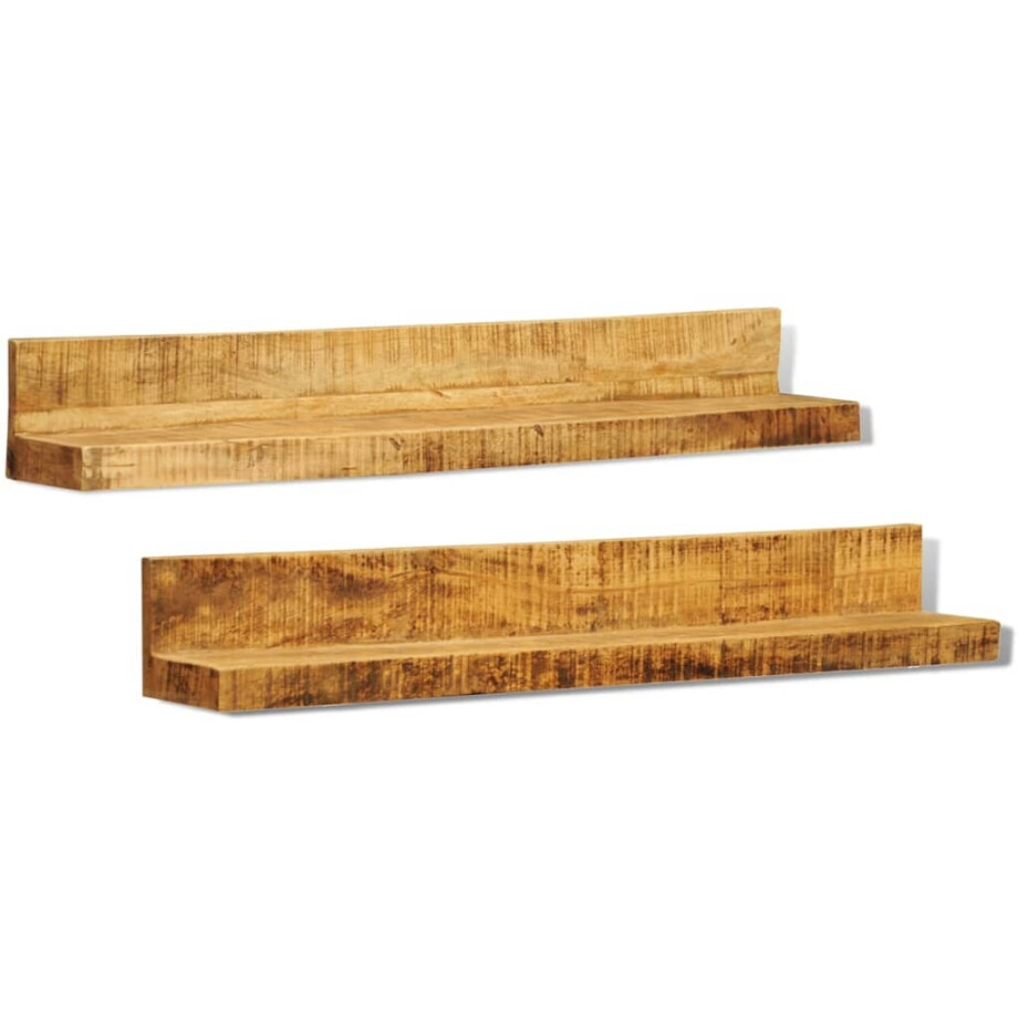 vidaXL Wandschappen 2 st massief hout afbeelding 1