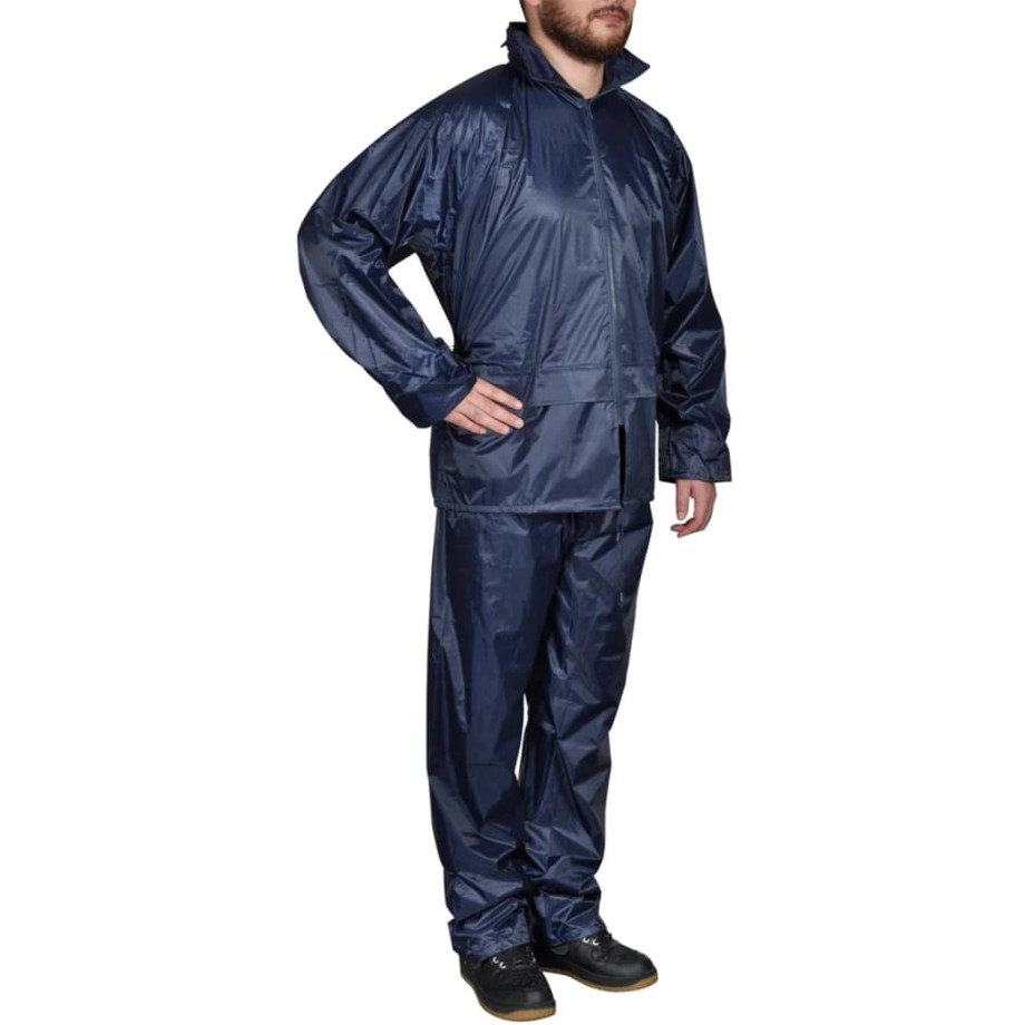 vidaXL Regenpak 2-delig met capuchon (mannen / marineblauw / maat XL) afbeelding 1