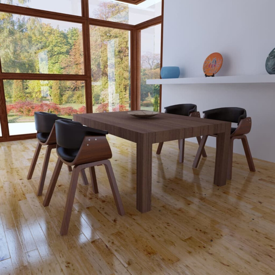 vidaXL Eetkamerstoelen 4 st gebogen hout en kunstleer afbeelding 1