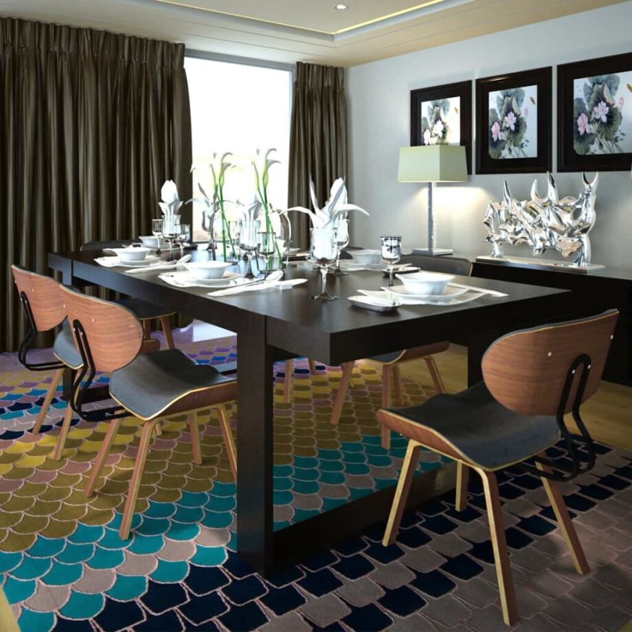 vidaXL Eetkamerstoelen 6 st gebogen hout en kunstleer afbeelding 1