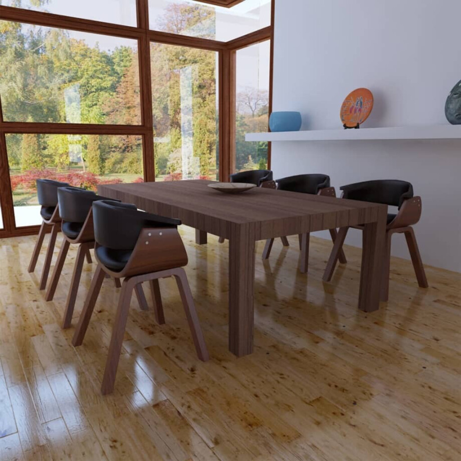 vidaXL Eetkamerstoelen 6 st gebogen hout en kunstleer afbeelding 1