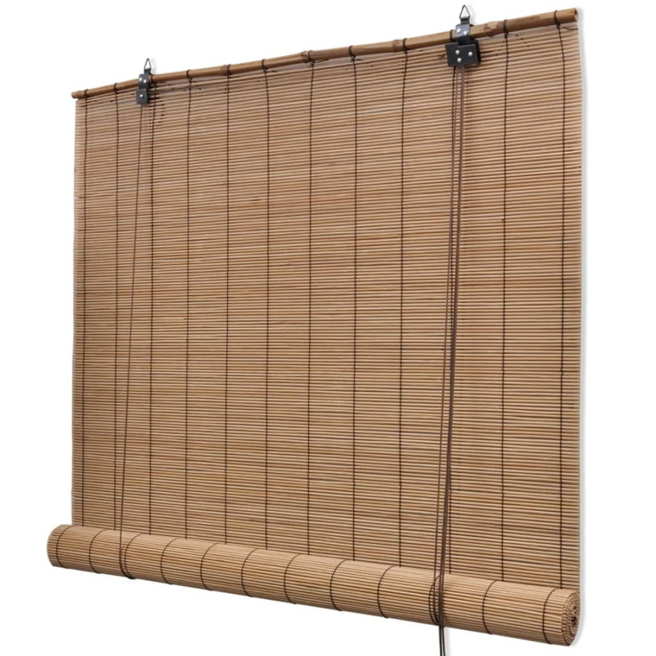 vidaXL Rolgordijn 100x160 cm bamboe bruin afbeelding 1