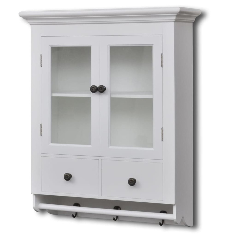 vidaXL Keukenwandkast met glazen deur hout wit afbeelding 1