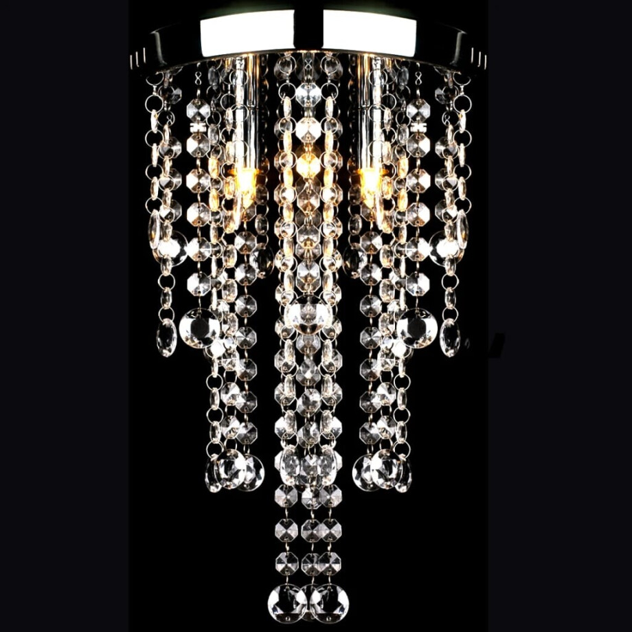 vidaXL Plafondlamp met kristalkralen metaal wit afbeelding 1