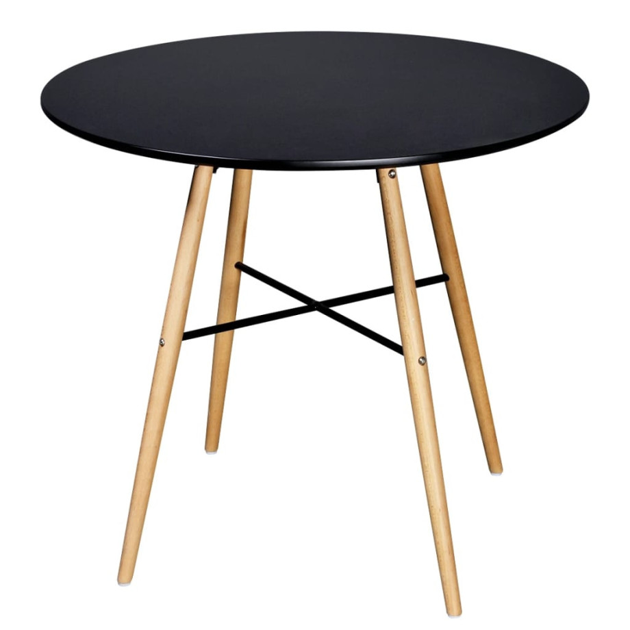 vidaXL Eettafel rond MDF zwart afbeelding 1