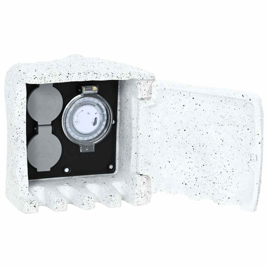 vidaXL Tuinstopcontact met tijdschakelaar kunststeen afbeelding 1