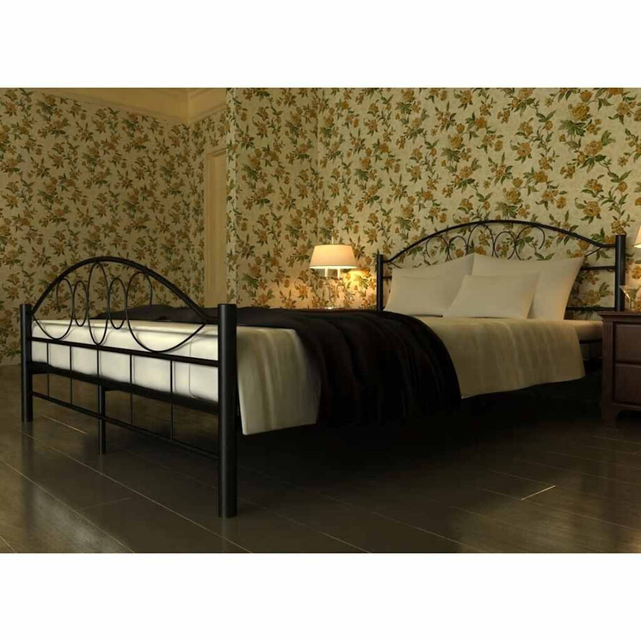 vidaXL Bed met matras metaal zwart 180x200 cm vidaXL Bed met matras metaal zwart 180x200 cm afbeelding 1