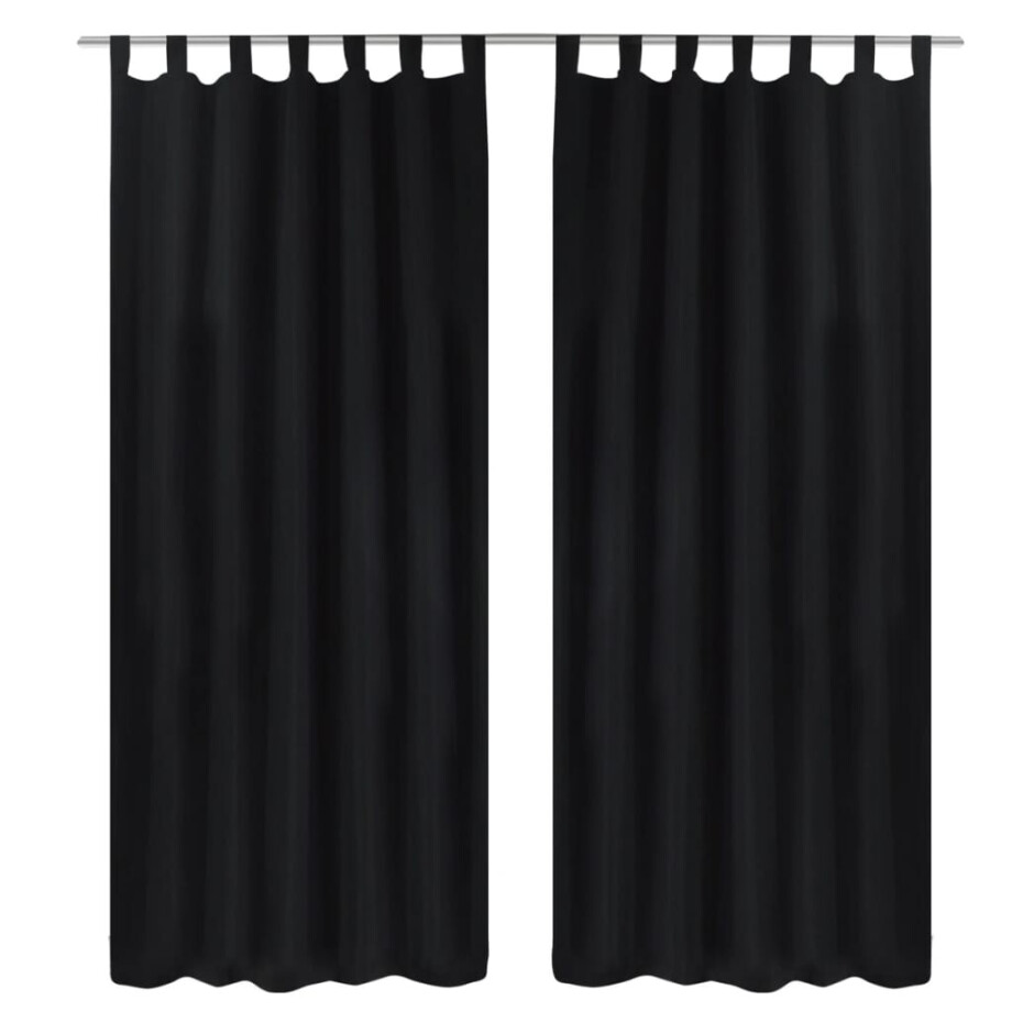vidaXL Micro-Satijnen Gordijnen met Ringen 140 x 225 cm 2 stuks (Zwart) vidaXL Micro-Satijnen Gordijnen met Ringen 140 x 225 cm 2 stuks (Zwart) afbeelding 1