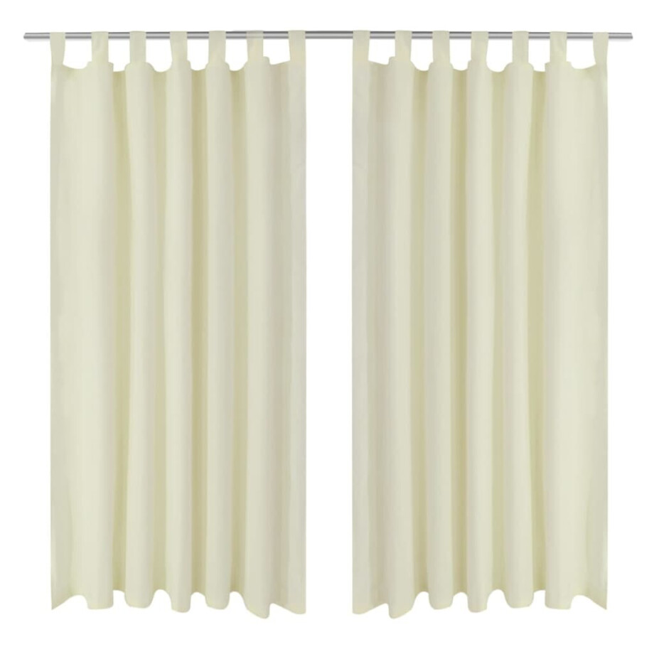 vidaXL Micro-Satijnen Gordijnen met Ringen 140 x 175 cm 2 stuks (Creme) afbeelding 1