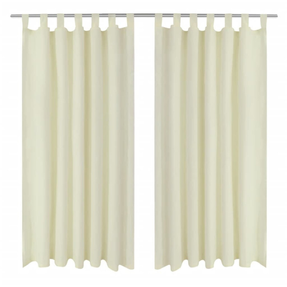 vidaXL Micro-Satijnen Gordijnen met Ringen 140 x 245 cm 2 stuks (Creme) afbeelding 1