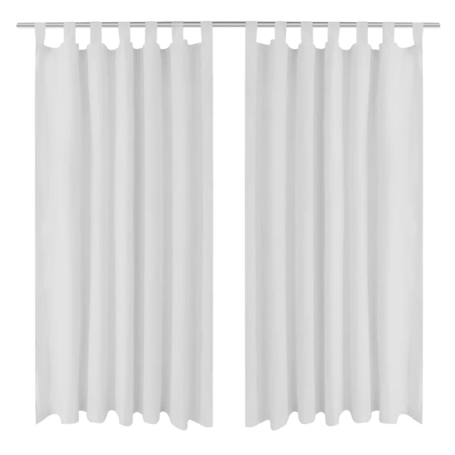 vidaXL Micro-Satijnen Gordijnen met Ringen 140 x 175 cm 2 stuks (Creme) afbeelding 1